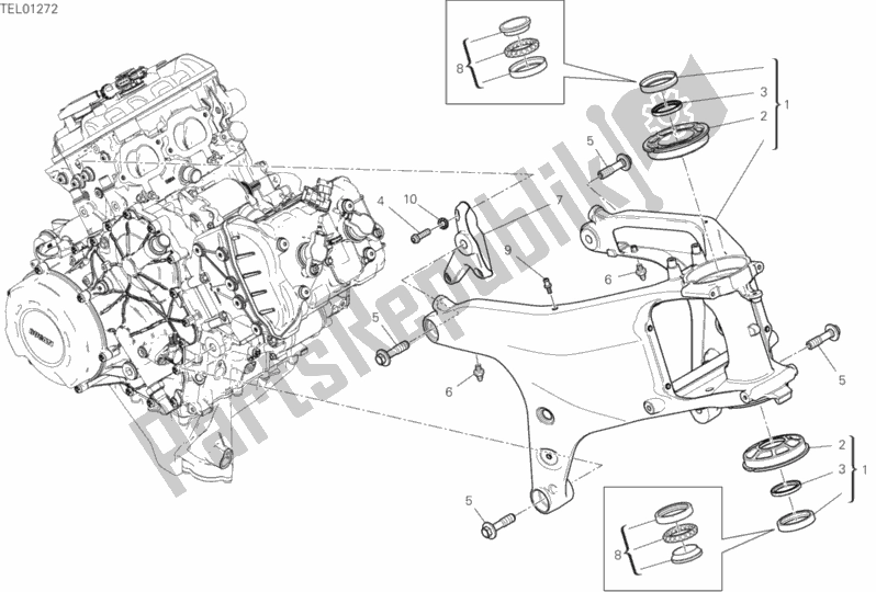 All parts for the Frame of the Ducati Superbike Panigale V4 Thailand 1100 2019